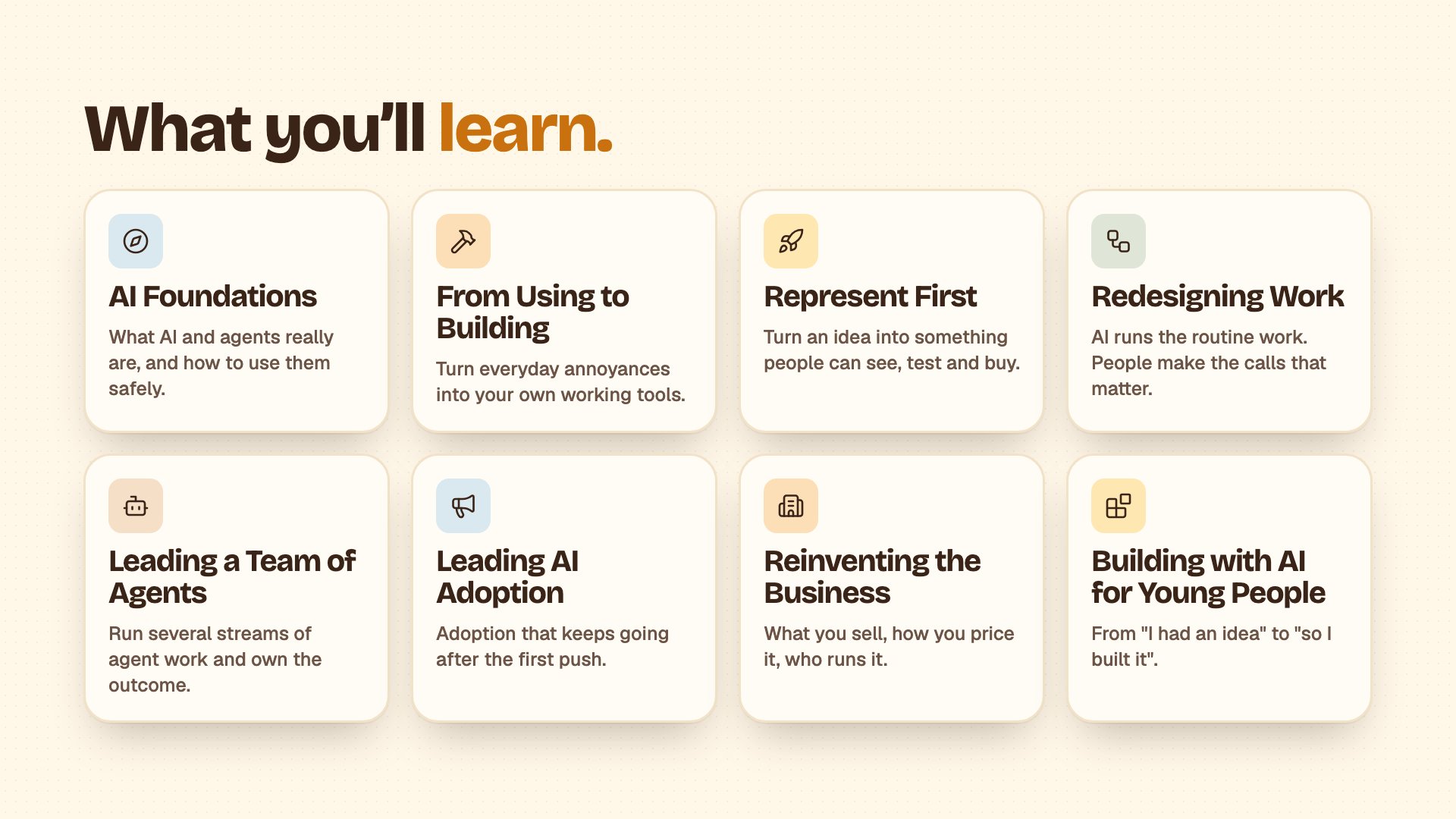 The AI with Breakfast Academy: eight courses, from AI Foundations to Building with AI for Young People